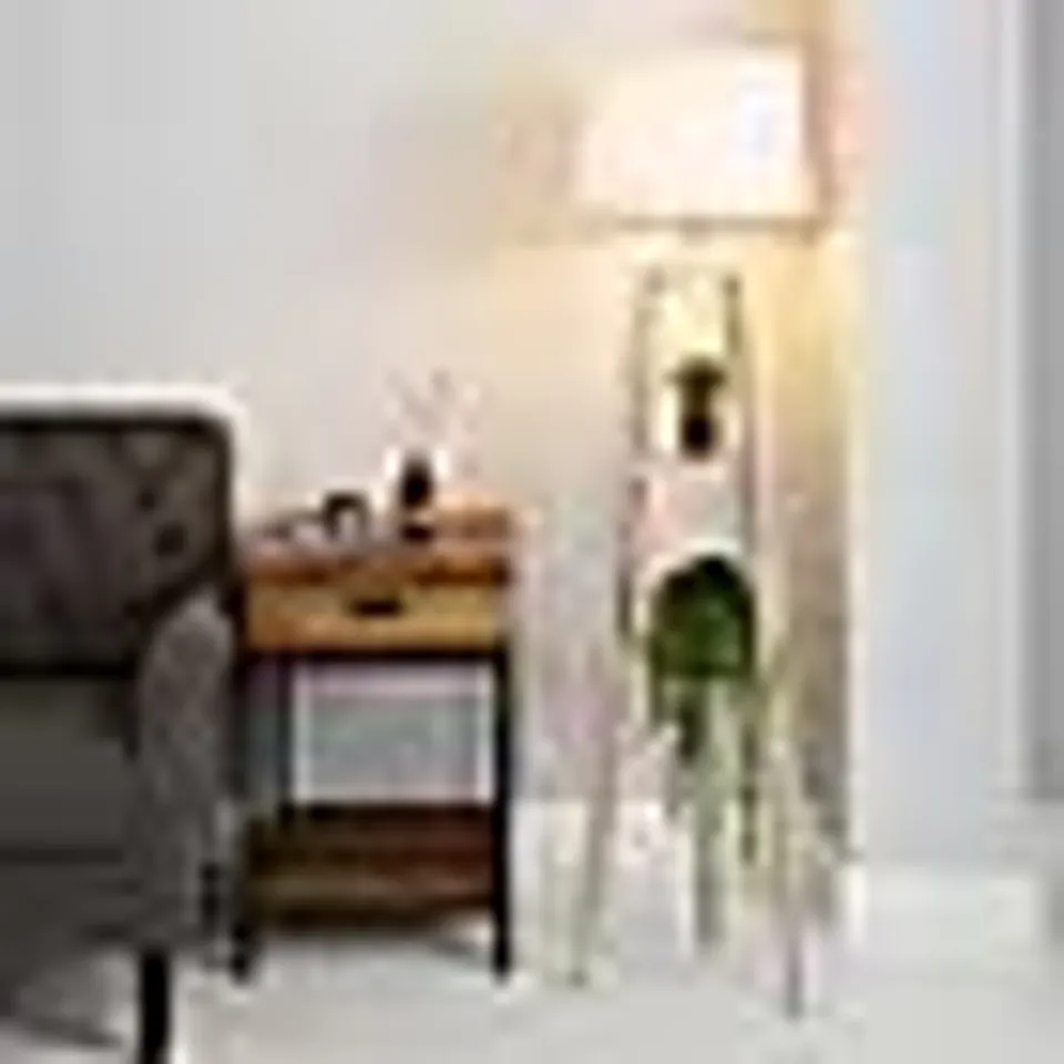 BOXED BEAUMONT PLANT STAND WOODEN FLOOR LAMP