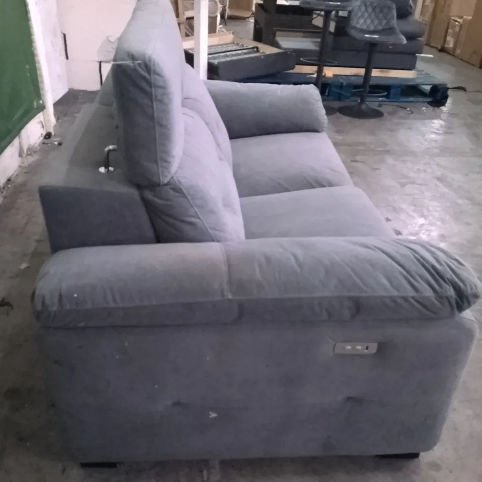 QUALITY DESIGNER 2PCS ELECTRIC RECLINER 2 SEATER SOFA - GREY FABRIC 