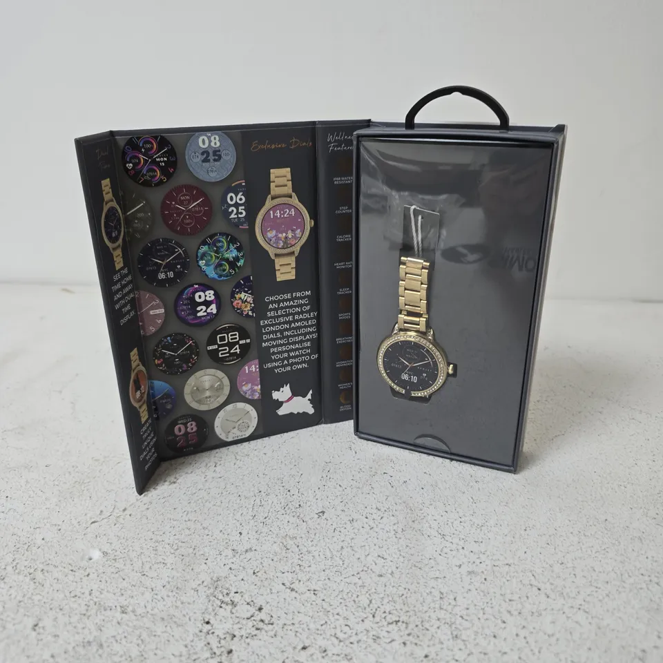BOXED RADLEY SERIES 33 GOLD COLOURED BRACELET CALLING SMART WATCH
