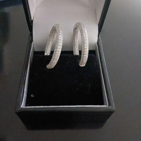 DIAMONIQUE 30TH ANNIVERSARY HOOP EARRINGS STERLING SILVER RHODIUM PLATED 