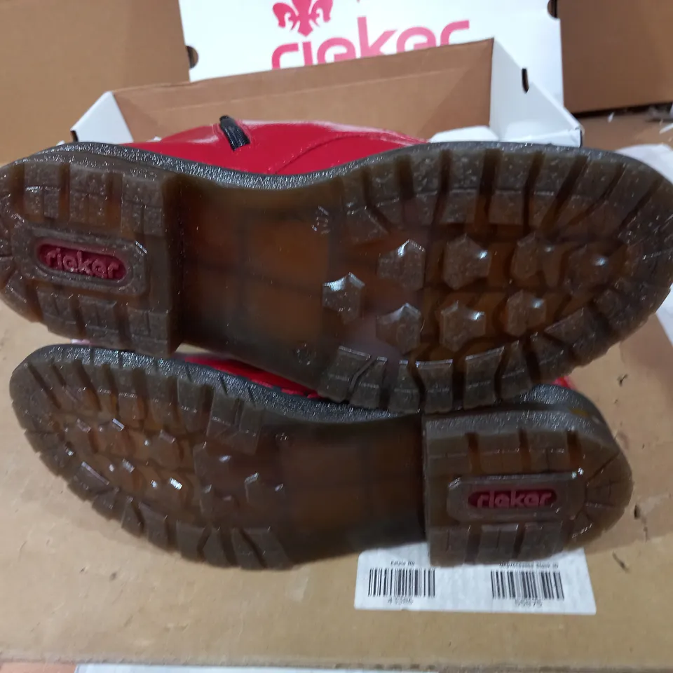 RIEKER LACE ANKLE BOOTS - RED UK SIZE 6.5