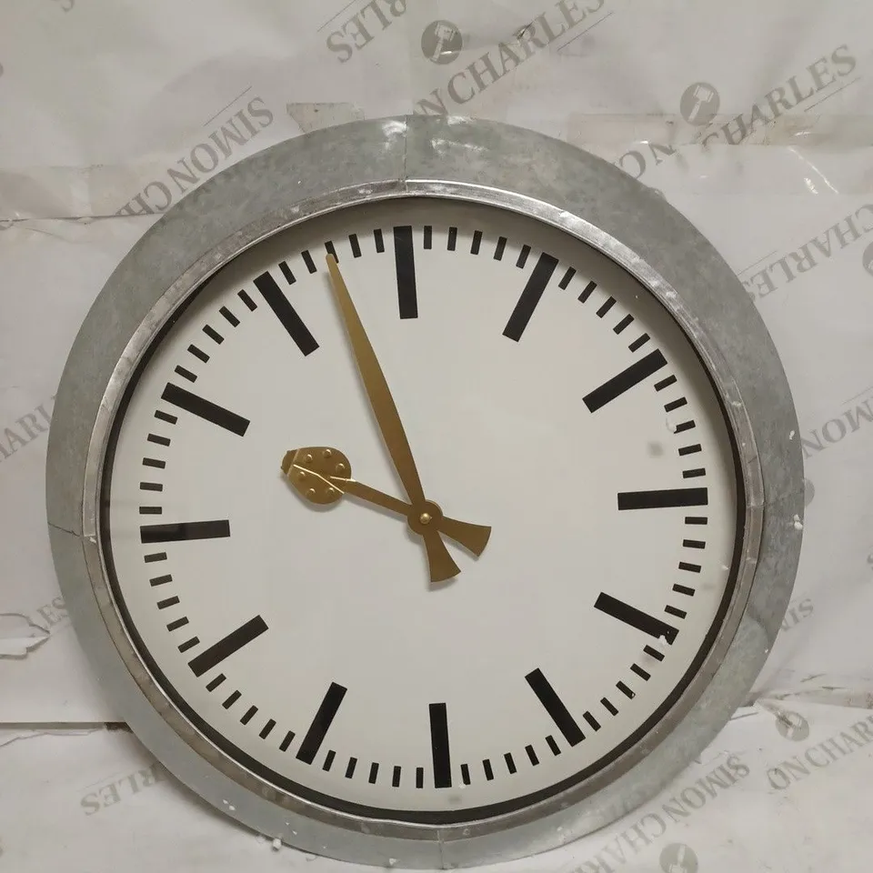 LARGE OUTDOOR GALVANISED STEEL CLOCK - WHITE FACE // COLLECTION ONLY