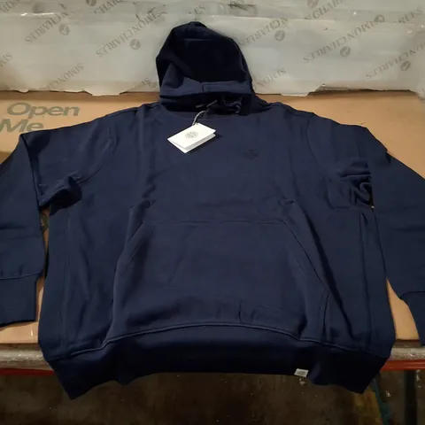 BOX CONTAINING APPROXIMATELY 6 BRASS MONKEY UNISEX NAVY HOODIE – XL