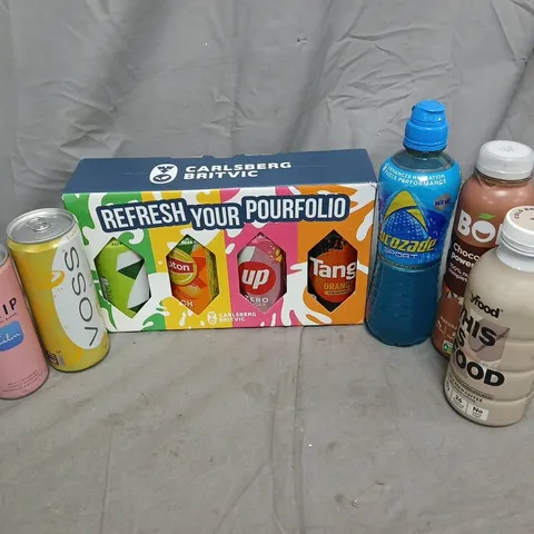 APPROXIMATELY 12 ASSORTED DRINKS TO INCLUDE YFOOD COLD BREW COFFEE, BOL CHOCOLATE POWER SHAKE, LUCOZADE SPORT BLUE FORCE, ETC - COLLECTION ONLY