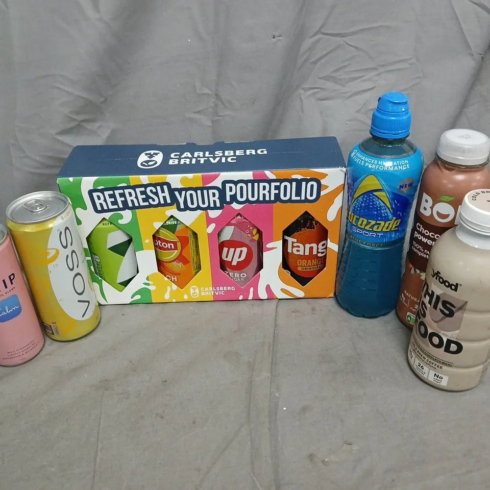 APPROXIMATELY 12 ASSORTED DRINKS TO INCLUDE YFOOD COLD BREW COFFEE, BOL CHOCOLATE POWER SHAKE, LUCOZADE SPORT BLUE FORCE, ETC - COLLECTION ONLY