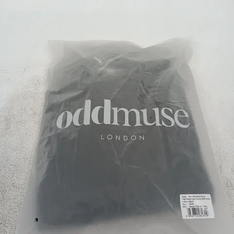 ODDMUSE LONDON THE ULTIMATE MUSE HIGH WAIST CAP SLEEVE MIDI DRESS – BLACK, UK XXXL 
