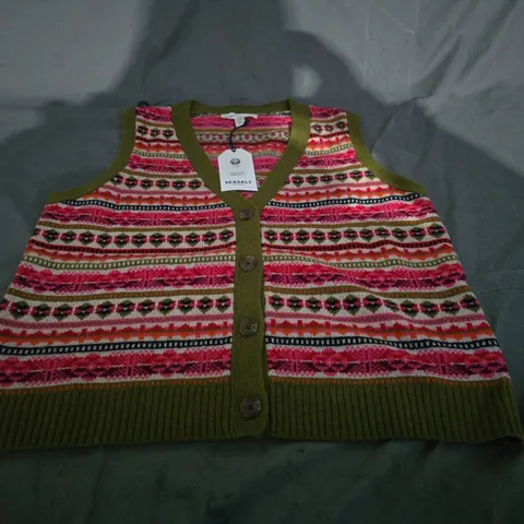 SEASALT CORNWALL MERINO WAISTCOAT VEST – UK 14, MULTI‑KNITTED