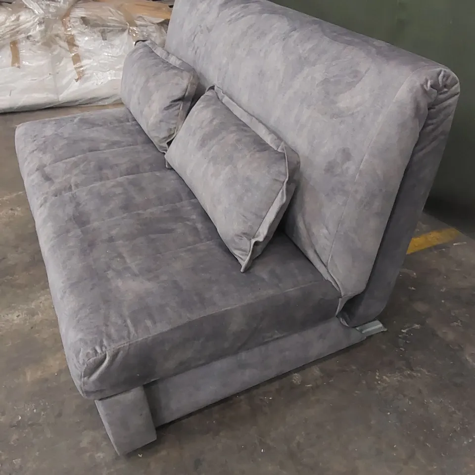 QUALITY DESIGNER APPLEY VELVET UPHOLSTERED SOFA BED - SILVER