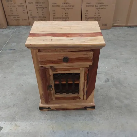 DESIGNER WOODEN 1 DRAWER, 1 DOOR BEDSIDE TABLE