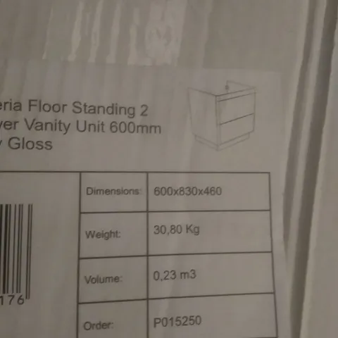 BOXED ESPERIA FLOOR STANDING 2 DRAWER VANITY UNIT 60CM MISTY GLOSS