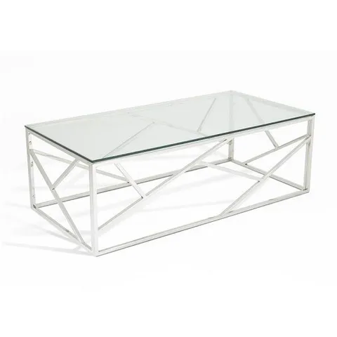 BRAND NEW BOXED BETTY COFFEE TABLE - STAINLESS STEEL AND SILVER (1 BOX)