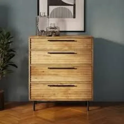 BOXED BRYANT 4 DRAWER CHEST, MANGO WOOD EFFECT (1 BOX)