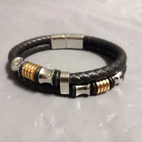 STEPHEN OLIVER TWO TONE LEATHER BRACELET