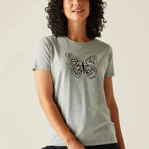 BRAND NEW REGATTA WOMENS FILANDRA IX SHORT SLEEVE T-SHIRT IN GREY MARL - UK 22