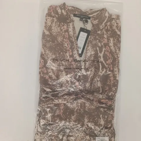 BAGGED FRENCH CONNECTION MILANI TEXTURED MIDI SHIRT DRESS IN NEUTRAL ORANGE MULTI SIZE 12