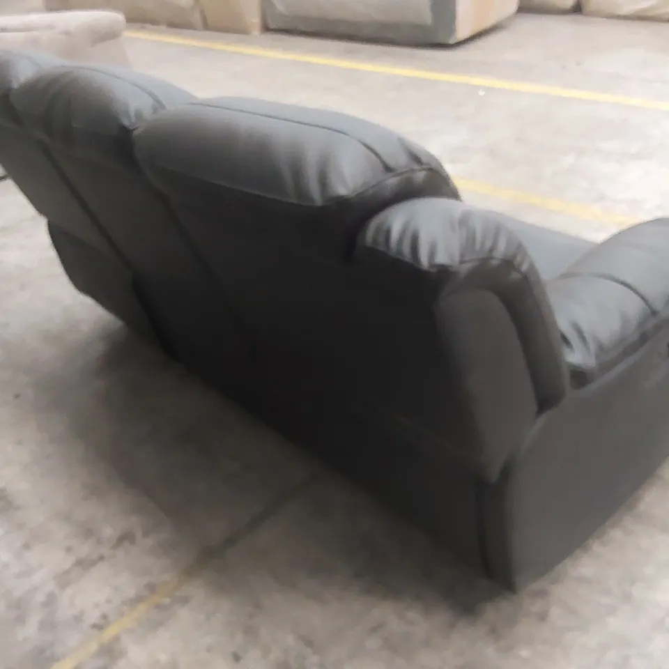 DESIGNER LUXURY 3 SEATER MANUAL RECLINER FAUX LEATHER SOFA - BLACK