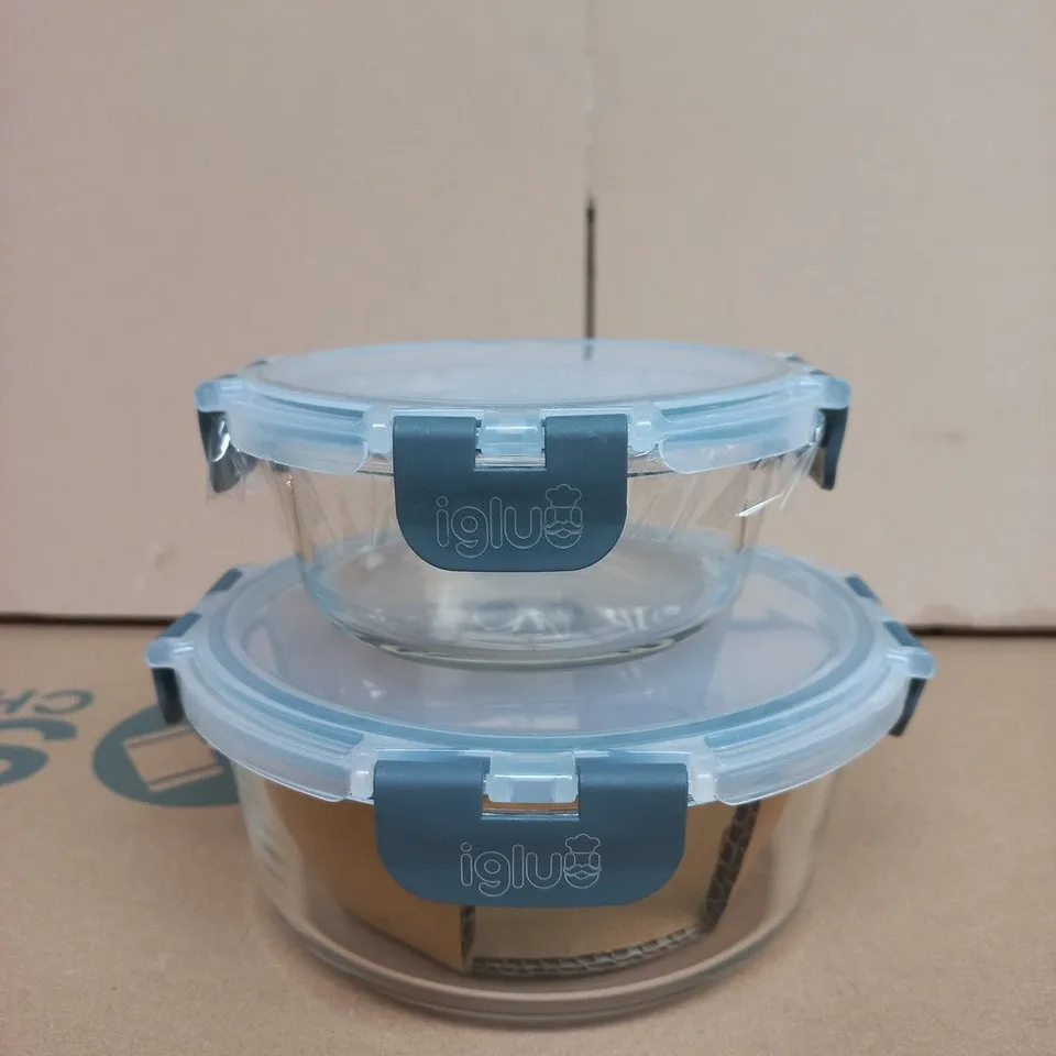 IGLUU ROUND GLASS STORAGE JARS WITH CLIP LIDS – SET OF 2