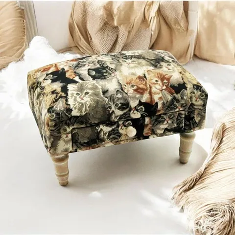 BOXED 40CM WIDE RECTANGLE ANIMAL PRINT FOOTSTOOL OTTOMAN WITH STORAGE