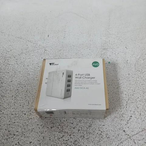 BOX OF APPROXIMATELY 30 X AMZDEAL 4-PORT USB WALL CHARGER – AMZ DCA-4U