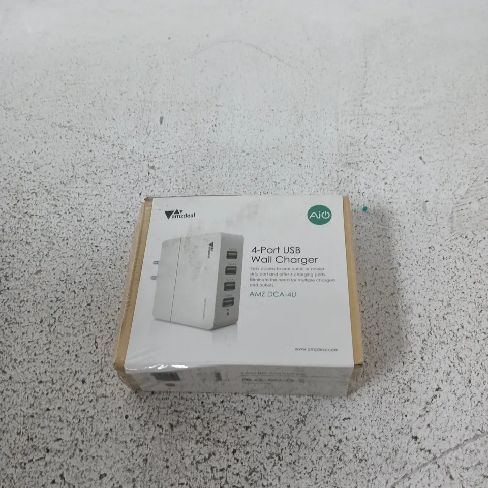 BOX OF APPROXIMATELY 30 X AMZDEAL 4-PORT USB WALL CHARGER – AMZ DCA-4U