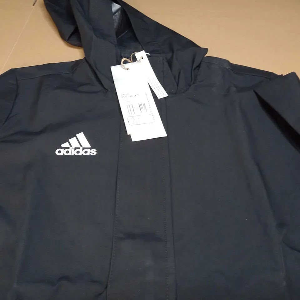 ADIDAS JUNIORS THIN HOODED JACKET IN BLACK - UK 9/10Y