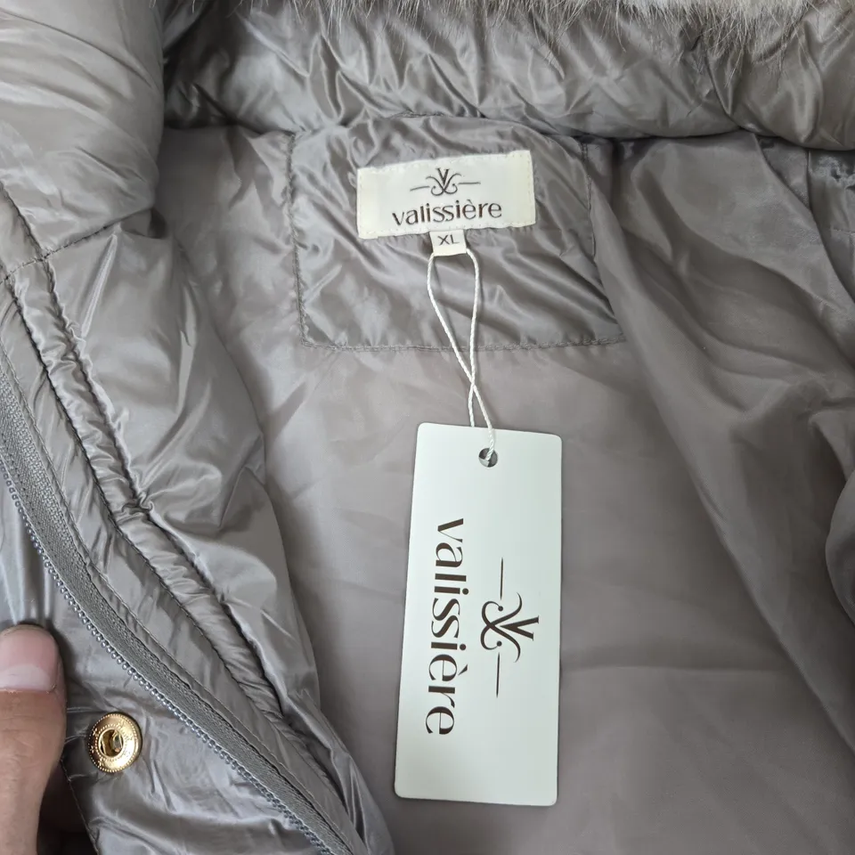 VALISSIÉRE WOMEN'S DOWN PUFFER COAT WITH FUR TRIM – SIZE XL