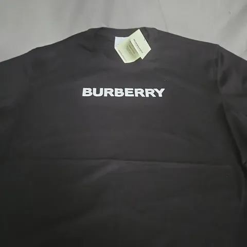 BURBERRY BLACK T‑SHIRT WITH WHITE LOGO - SIZE XL
