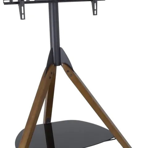 BOXED HOXTON TRIPOD TV STAND - DARK WOOD/BLACK GLASS (1 BOX)