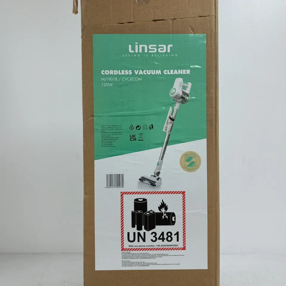 LINSAR CORDLESS VACUUM CLEANER – MJI901B / CVC-ECOM, 120W – BOXED