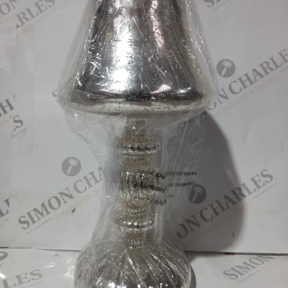 BOXED HOME REFLECTIONS PRE-LIT LED MERCURY GLASS LAMP SILVER