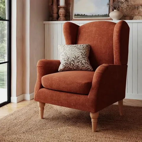 BOXED CHARNWOOD CHENILLE OCCASIONAL ARMCHAIR - TERRACOTTA (1 BOX)