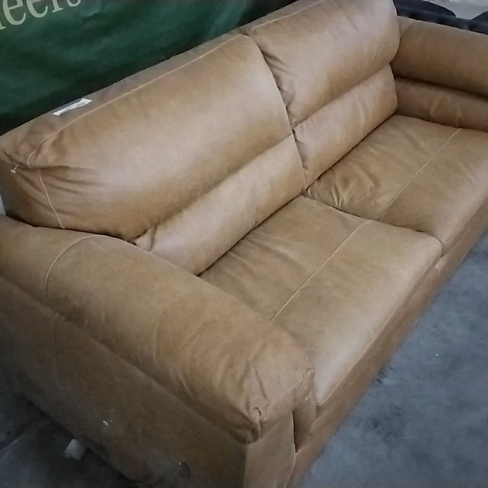 QUALITY RUST LEATHER 3 SEATER SOFA 