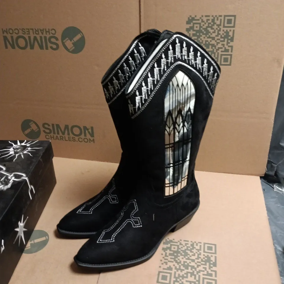 KOI BOXED UK 6 BLACK SUEDE WESTERN BOOTS (WOMEN'S)
