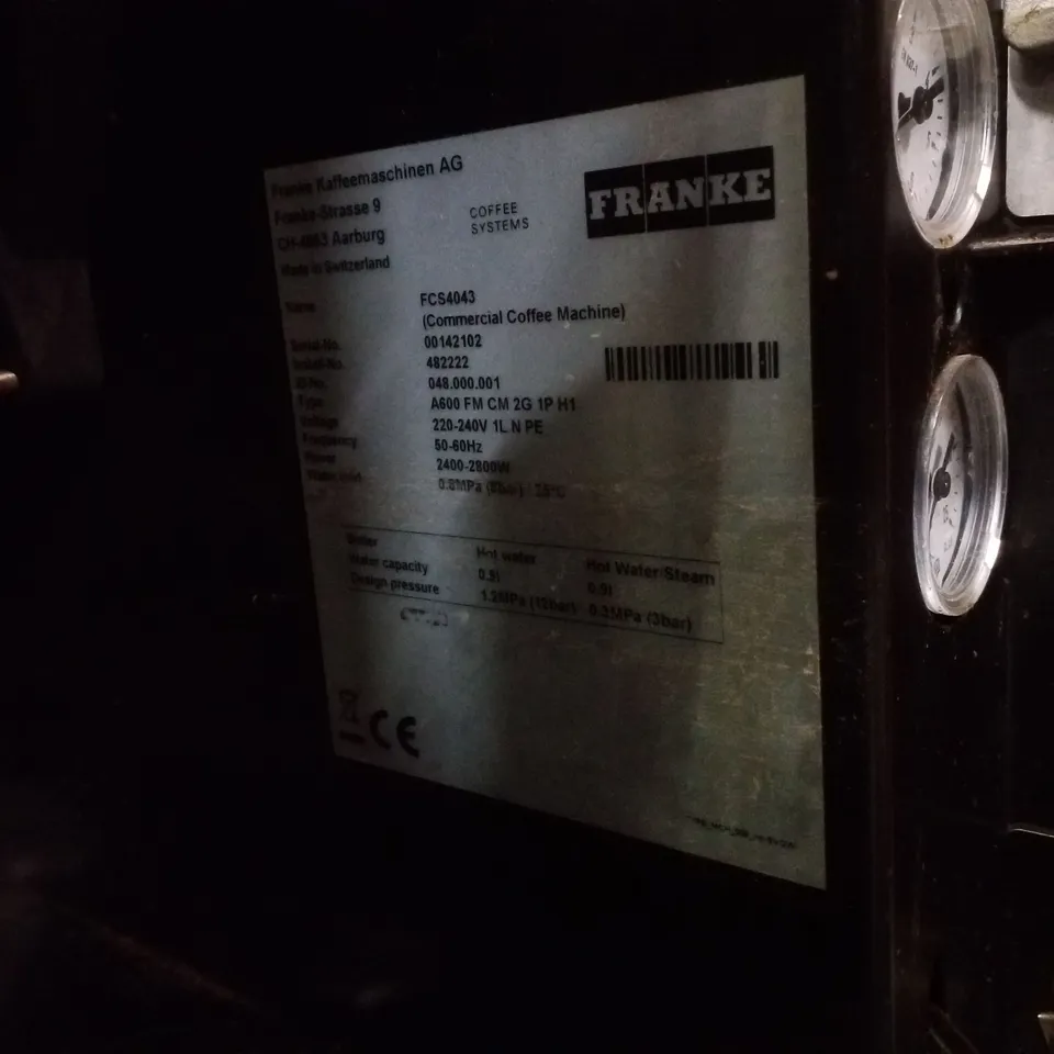 FRANKE A600 BEAN TO CUP COFFEE MACHINE