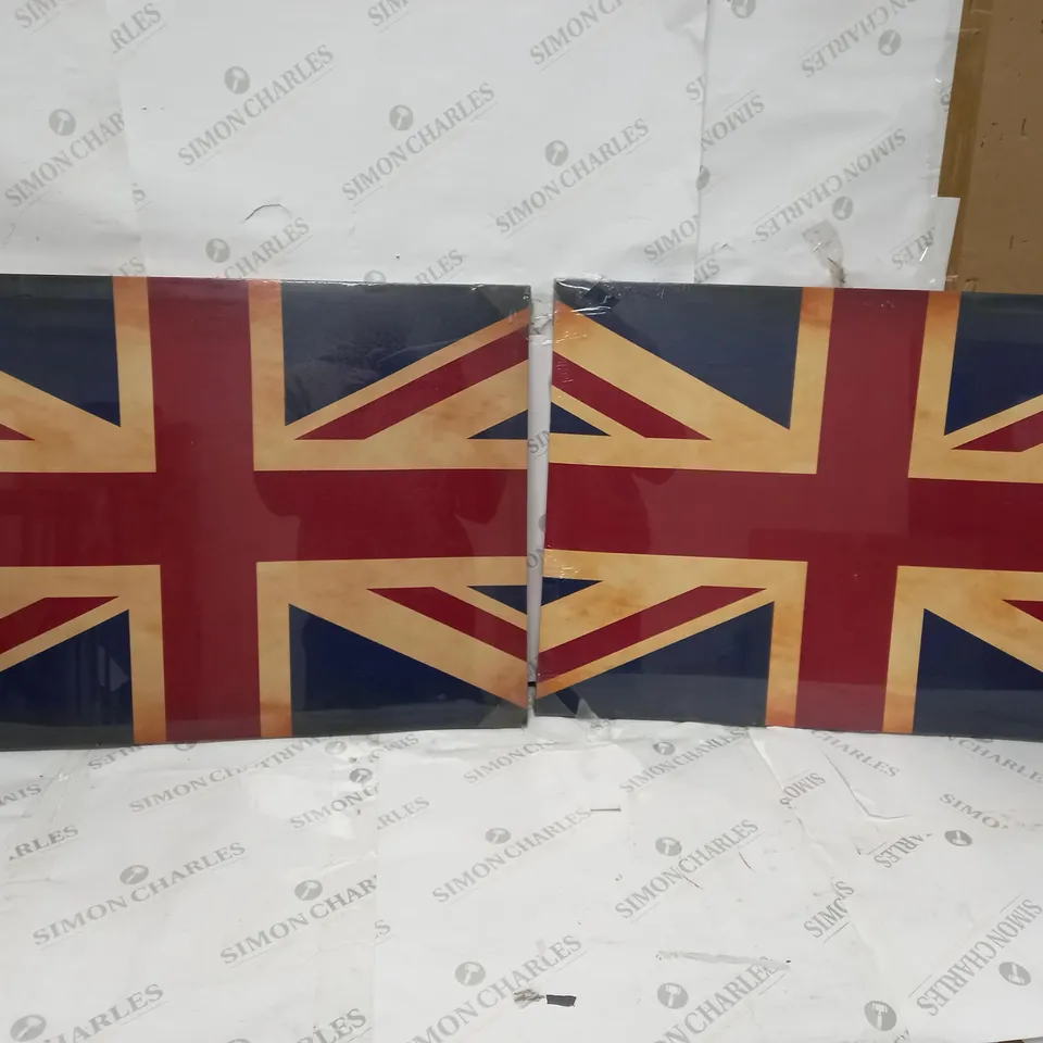 2 UNION JACK DECORATIVE WALL ART CANVAS'S 70 BY 55 - COLLECTION ONLY
