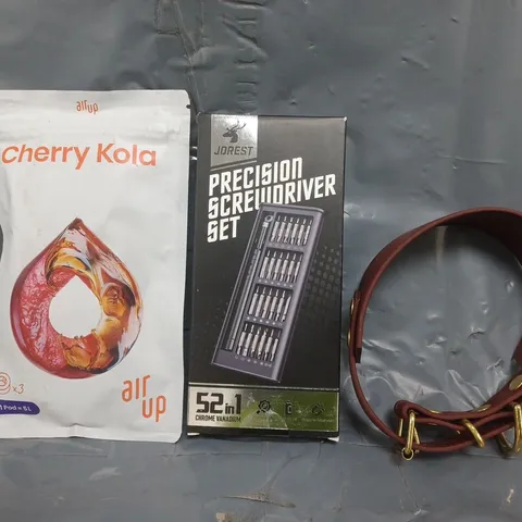 APPROXIMATELY 10 ASSORTED HOUSEHOLD ITEMS TO INCLUDE PRECISION SCREWDRIVER SET, CHERRY KOLA AIR UP AROMA POD, ETC