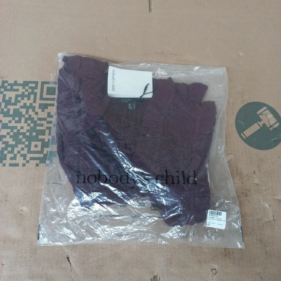BAGGED NOBODY'S CHILD AVEN V-NECK SHIRRED TOP IN PURPLE SIZE SMALL
