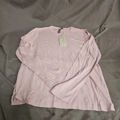 SWEATY BETTY ESSENTIAL LONG SLEEVE TSHIRT IN PIROUETTE PINK SIZE S
