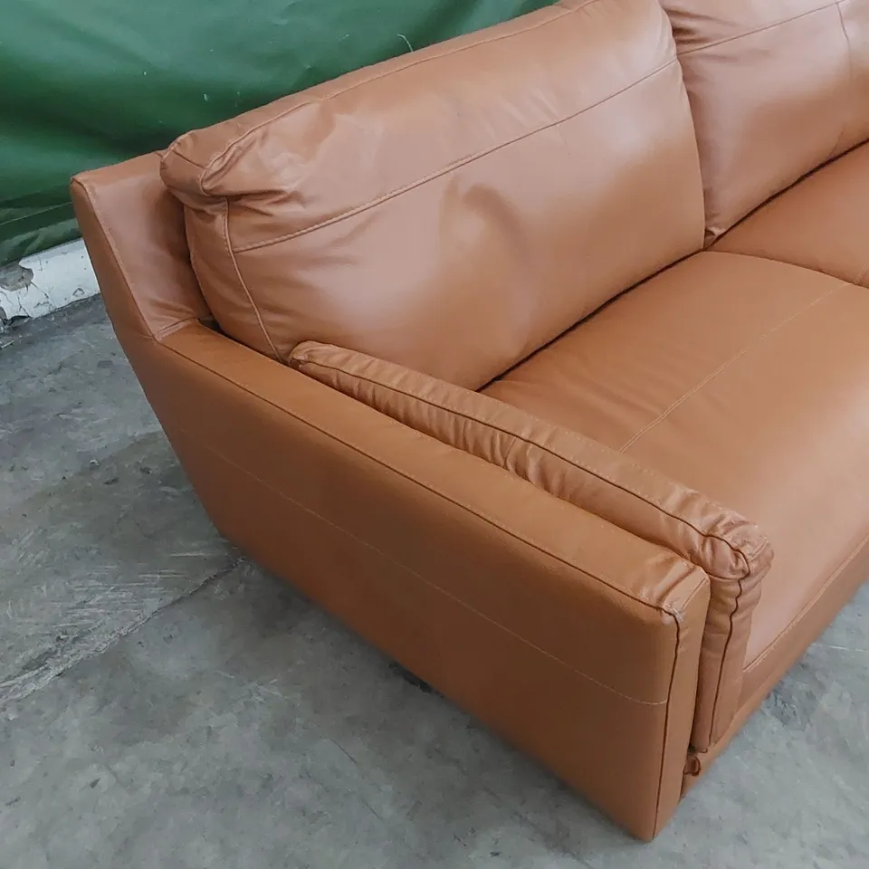DESIGNER LARGE TAN LEATHER SOFA 