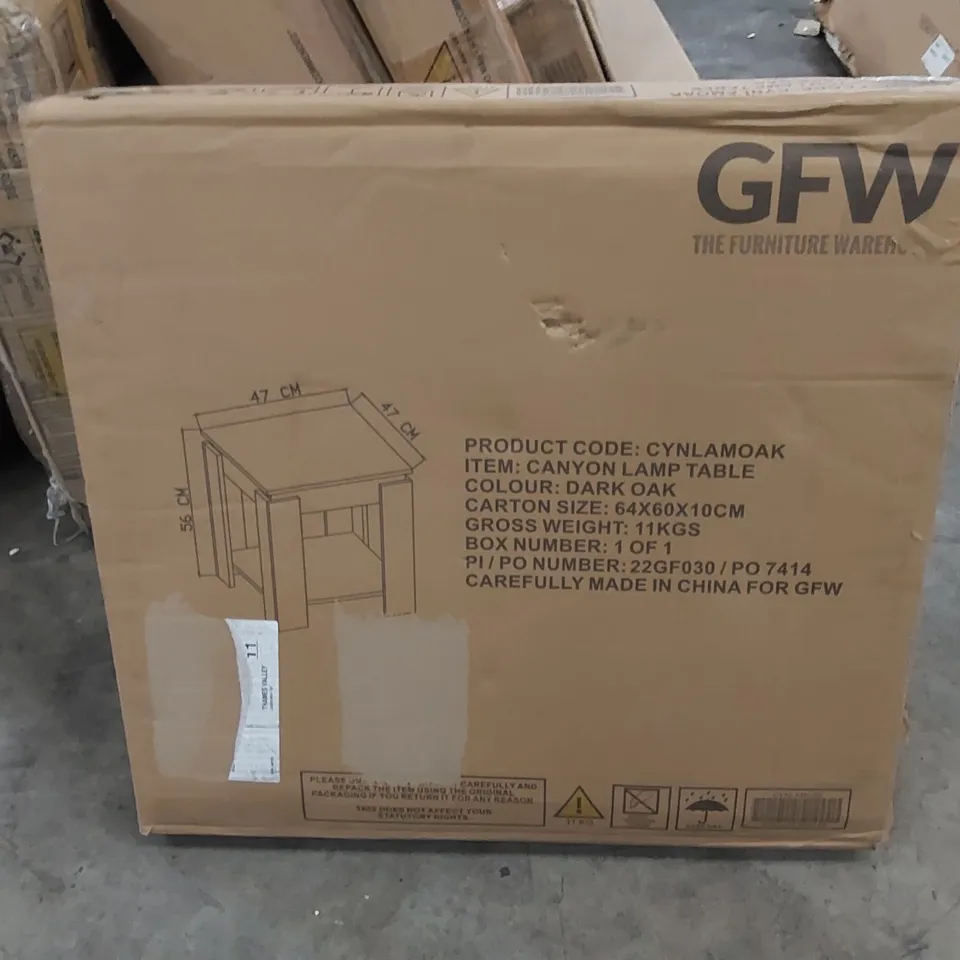 BOXED GFW CANYON LAMP TABLE - DARK OAK (1 BOX)