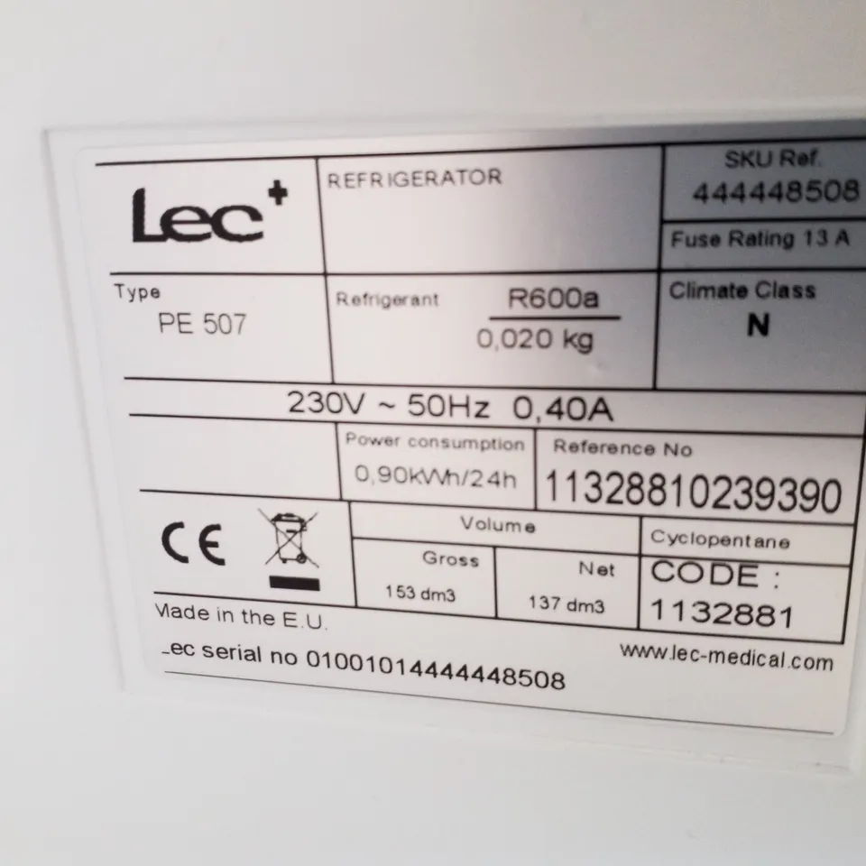LEC PLUS FREESTANDING PHARMACY FRIDGE 