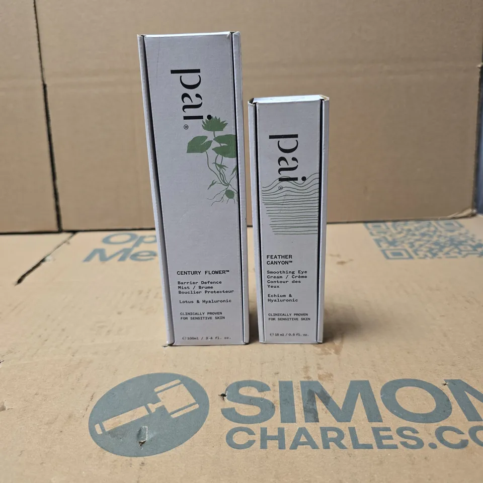 2 X PAI COSMETIC ITEMS: CENTURY FLOWER BARRIER DEFENCE + FEATHER CRANYON SMOOTHING EYE CREAM 