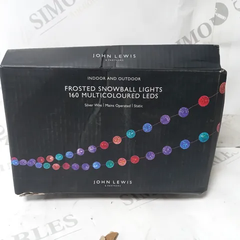 JOHN LEWIS FROSTED SNOWBALL LIGHTS 160 MULTICOLOURED LEDS