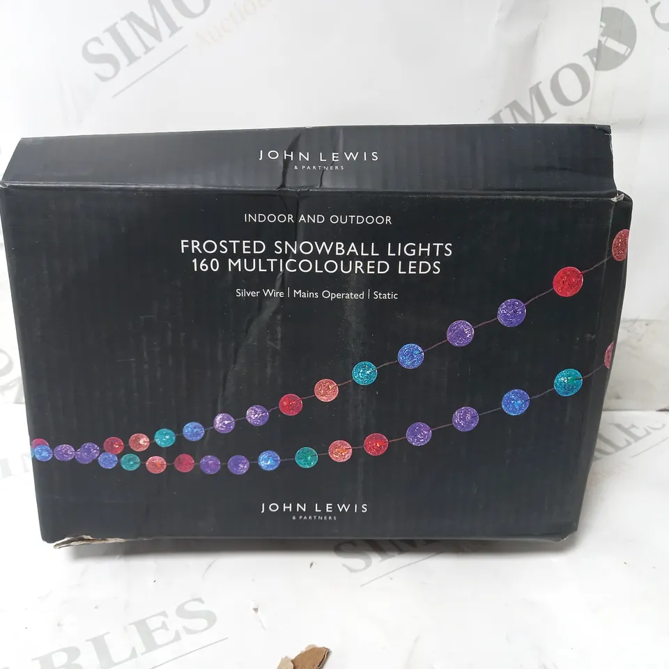 JOHN LEWIS FROSTED SNOWBALL LIGHTS 160 MULTICOLOURED LEDS
