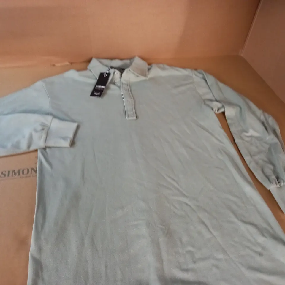 THREADBARE LONG SLEEVE MINT GREEN POLO - UK 14