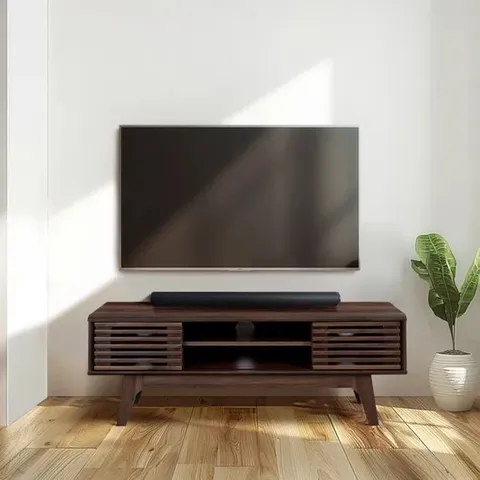 BOXED COPEN WALNUT 120cm TV UNIT CABINET FOR TVS UP TO 55" (1 BOX)