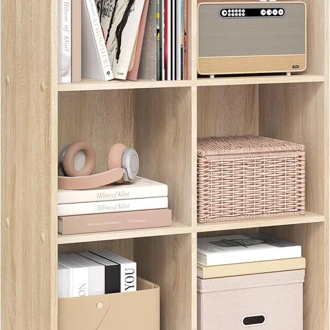 BOXED WOLTU BOOKCASE, OAK BOOK SHELF 6 STORAGE CUBES UNIT, FREESTANDING BOOKCASES FOR LIVING ROOM, BEDROOM