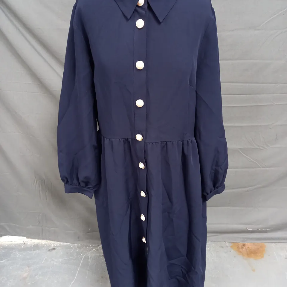 HELENE BERMAN PEARL SHIRT DRESS IN NAVY SIZE 12