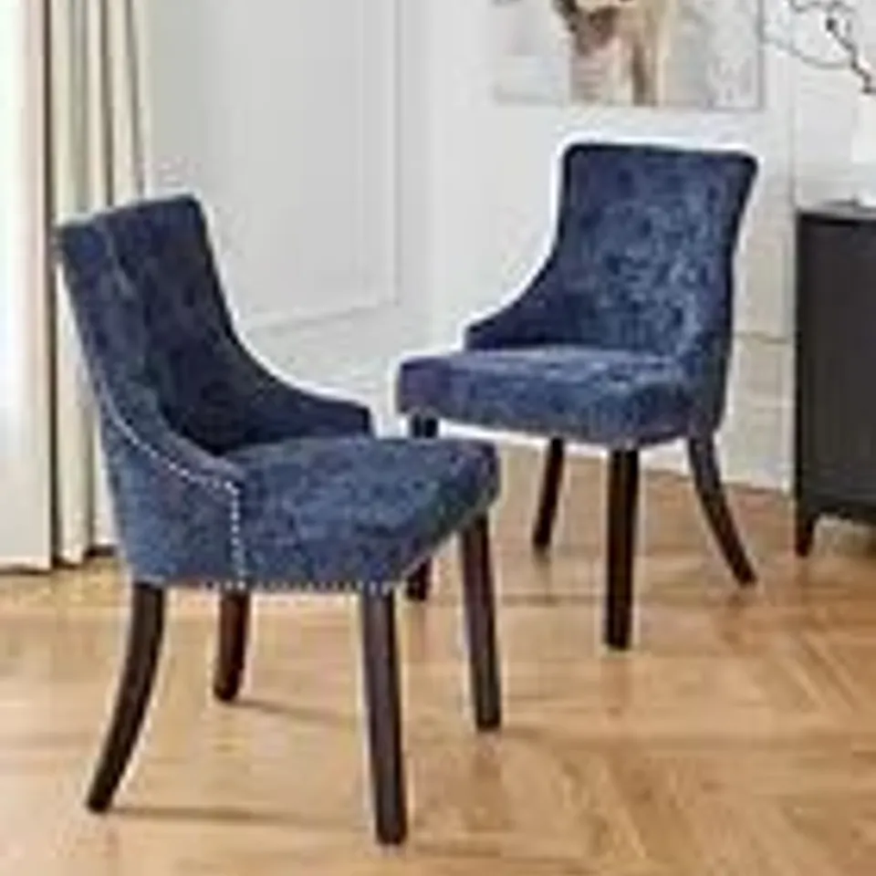 BOXED PAIR OF WARWICK CHUNKY WEAVE DINING CHAIRS - NAVY (1 BOX) RRP £229