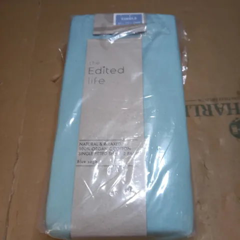 THE EDITED LIFE BLUE SAGE 2 PACK FITTED SHEET - SINGLE